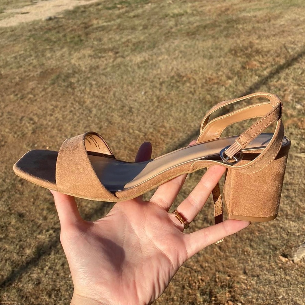 Women’s Light Beige Sonora Microsuede Heels by A New Day by Target size 11